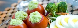 Butterbean hummus stuffed cherry tomatoes
