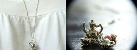Dollhouse tea set necklace
