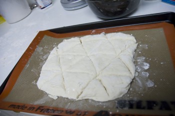Scored scone dough