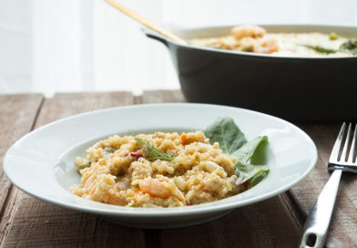 Baked Quinoa with Shrimp and Veggies