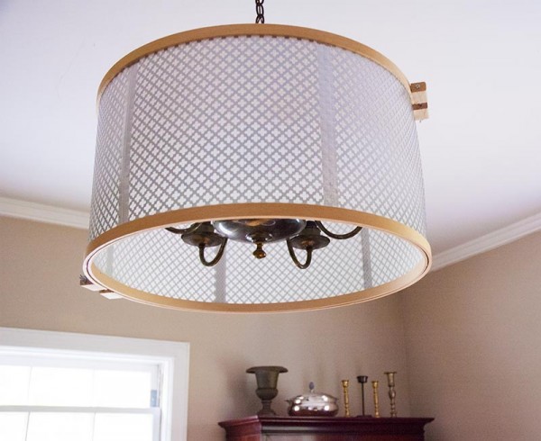 Knuckle Salad's DIY drum shade is made from embroidery hoops and radiator grates.