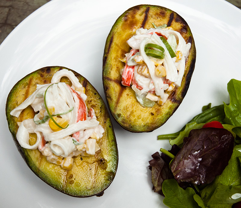 Grilled Avocados with Surimi Salad Knuckle Salad
